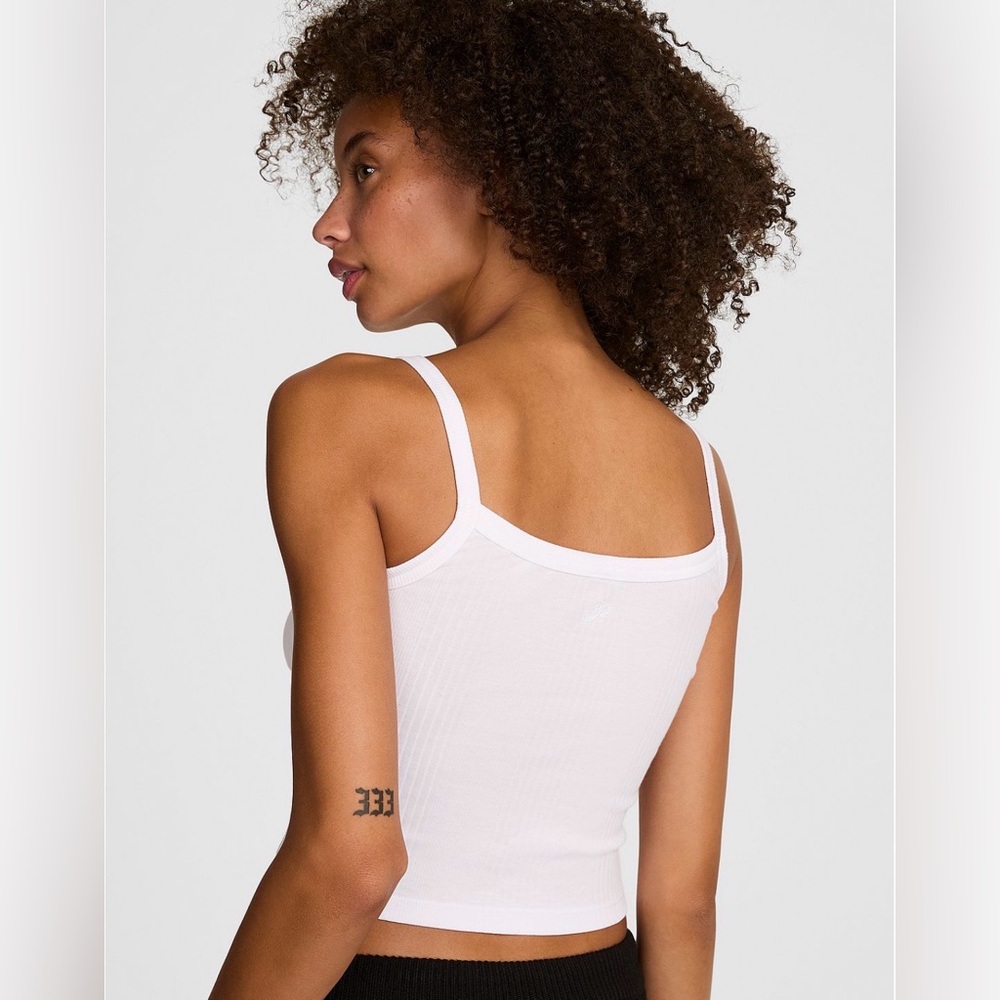 PINK Victoria's Secret White Ribbed Camisole- NWT - Picture 2 of 3